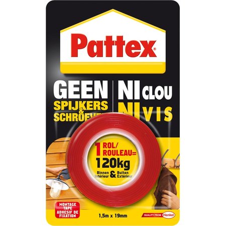 Pattex tape 'Geen Spijkers & Schroeven' 1,5m