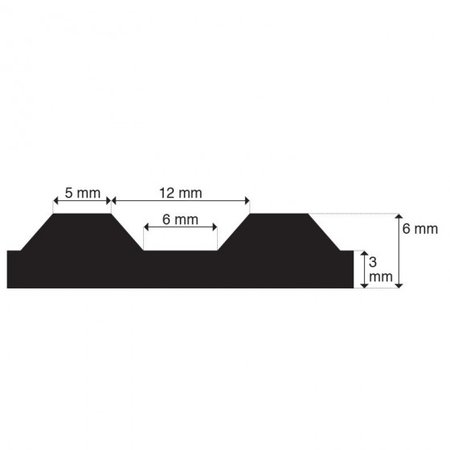 Rubbermat Breedrib Zwart 6mm 1,20m