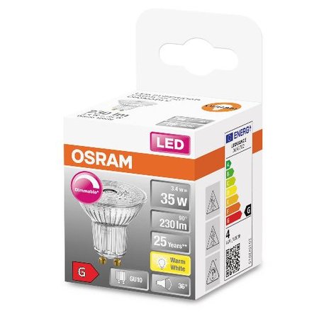 OSRAM Ledlamp Spot GU10 230lm 3.4W Dimbaar Warmwit