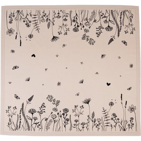 CLAYRE & EEF Tafelkleed Beige Zwart Katoen Bloemen, 100x100 cm