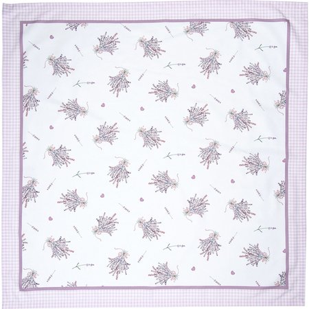 CLAYRE & EEF Tafelkleed Wit Paars Katoen Lavendel, 100x100 cm