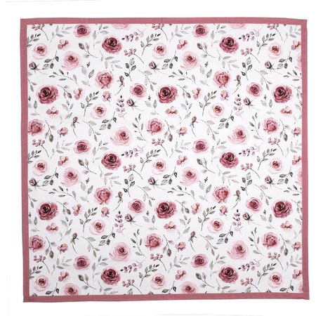 CLAYRE & EEF Tafelkleed Wit Roze Katoen Rozen, 100x100 cm