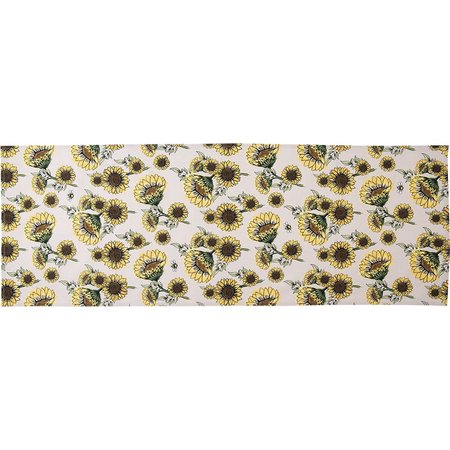 CLAYRE & EEF Tafelloper Beige Geel Katoen Zonnebloemen, 50x140 cm