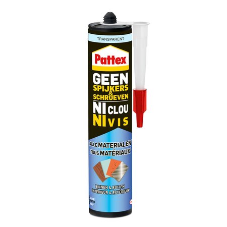PATTEX Montagelijm Geen Spijkers & Schroeven Binnen & Buiten 390g Transparant