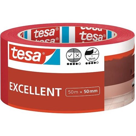 TESA Afplaktape Excellent, 50m x 50mm, Rood