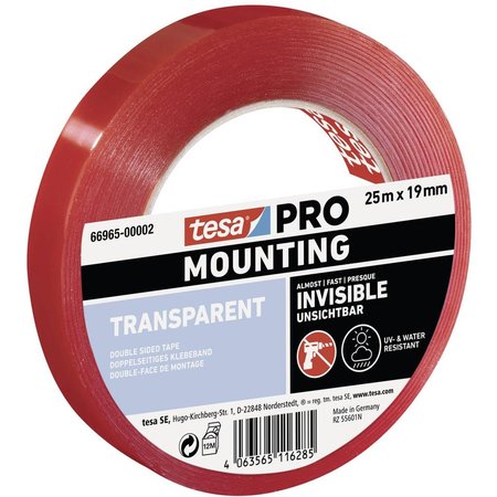 TESA Mounting PRO Montagetape Transparent, 25mx19mm