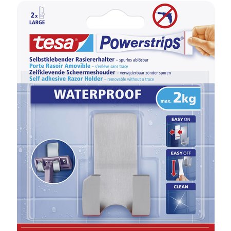 Tesa Powerstrips Waterproof Scheermeshouder RVS