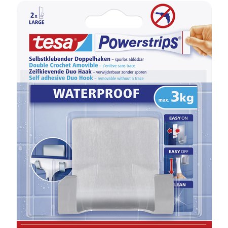 Tesa Powerstrips Waterproof Duohaak RVS