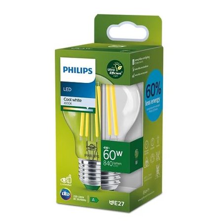 PHILIPS LED Peerlamp E27 60W, Koelwit Licht