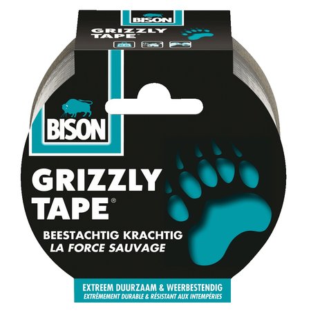 Bison Grizzly Tape Zilver 10m