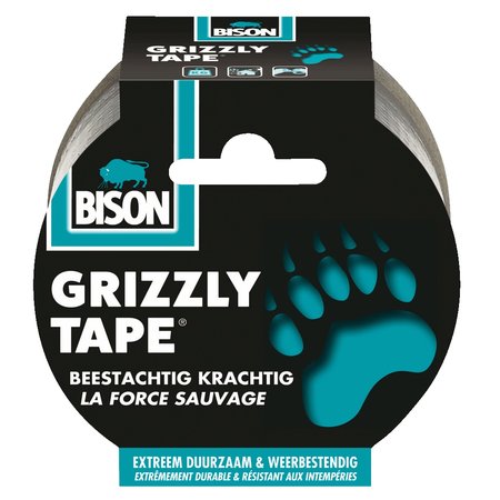 Bison Grizzly Tape Zilver 25m