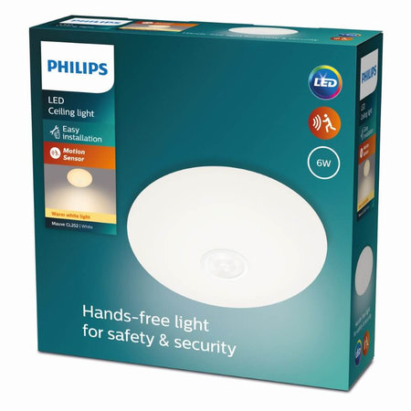 Philips Plafondlamp Mauve PIR CL252, White, 6W