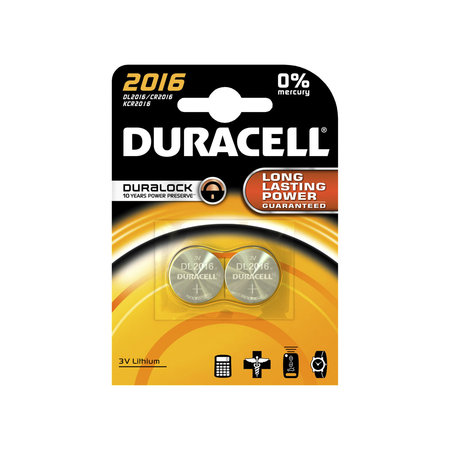 Duracell 2x Batterij CR2016 3V