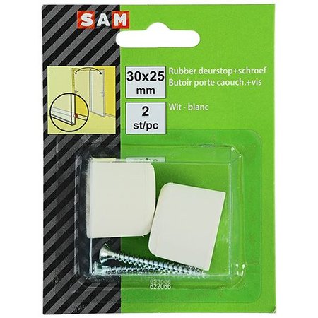 SAM Deurstop Rubber 30x25mm Wit (2 St.)