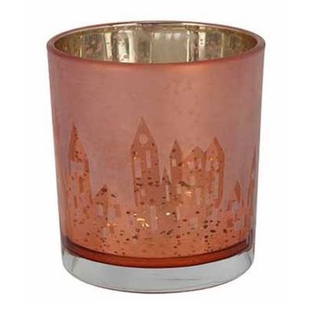 COSY & TRENDY Theelichthouder Frosted City Roze, 7x7xh8cm Glas