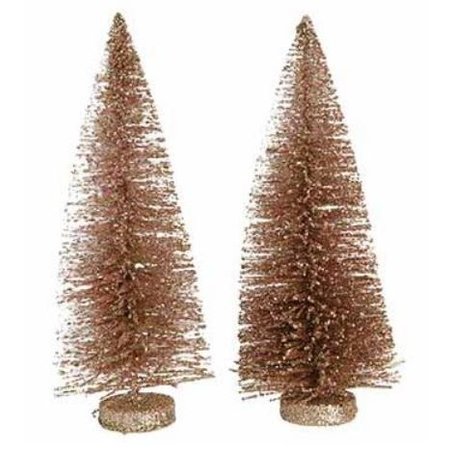 COSY & TRENDY Kerstboom Set van 2, Glitter Roze 7x7xh15cm Kunststof