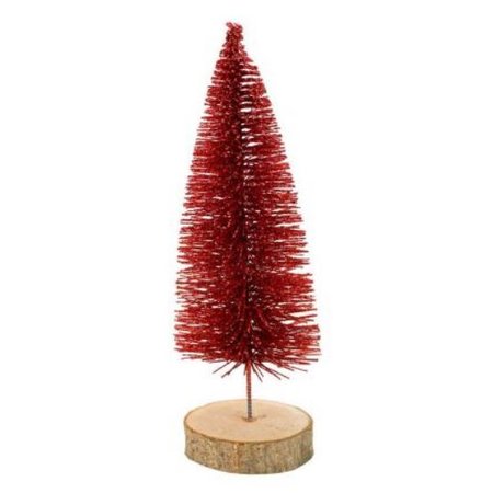 COSY & TRENDY Kerstboom, Glitter Wood Base Rood 7x7xh20cm Kunststof