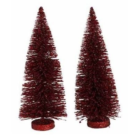 COSY & TRENDY Kerstboom Set van 2, Glitter Bordeaux 7x7xh15cm Kunststof