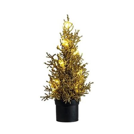 COSY & TRENDY Kerstboom 15 Ledlichtjes, Glitter Goudkleurig 13x13xh33cm Kunststof