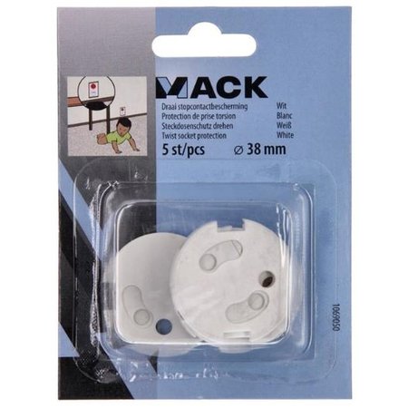 MACK Draai Stopcontactbescherming, Wit, Ø38mm, 5 Stuks/Verpakking