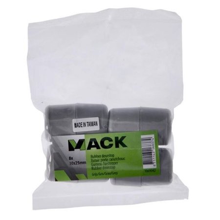 MACK Deurstop Rubber Grijs, 30x25mm, 8 Stuks/Verpakking