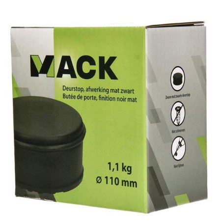 MACK Zware Deurstop Zwart, 1,1kg - Ø110mm - Hoogte 60mm