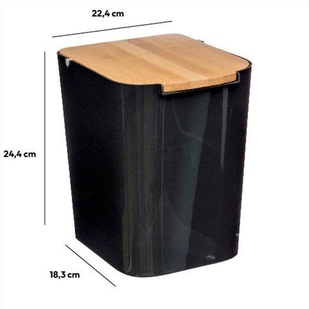 5FIVE Tafelprullenbak met Deksel - Bamboe - 5l - Zwart