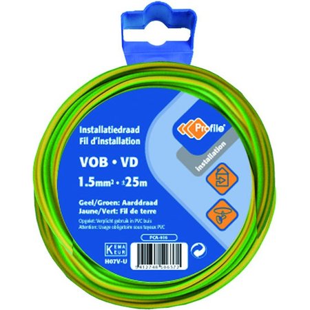 Profile VOB 1,5mm² Geel/Groen 25m Haspel