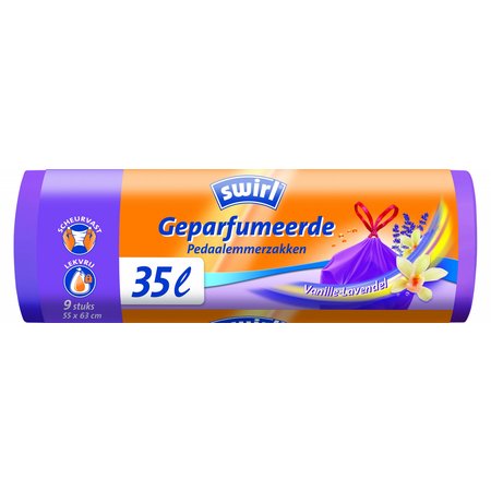 Swirl Pedaalemmerzak Geparfumeerd Vanille-Lavendelgeur 35L (9 St.)