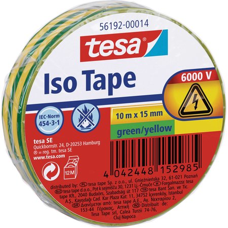Tesa Electrische Isolatie Kleefband Groen/Geel 10m x 15mm