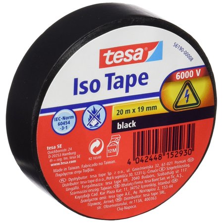 Tesa Electrische Isolatie Kleefband Zwart 20m x 19mm