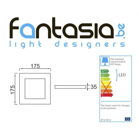 Fantasia Fluke Plafond Lamp Vierkant Wit 12W
