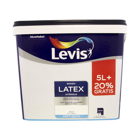 Levis Latex Binnen Soft Satin Wit 5L + 20% Gratis