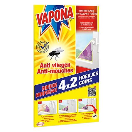 Vapona Venstersticker Anti Vliegen (4x2 St.)