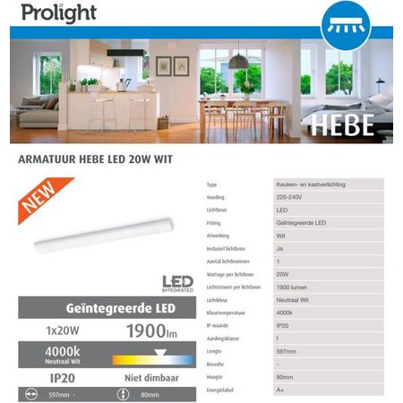 Prolight Hebe LED Cabinet Light 20W 1900Lm