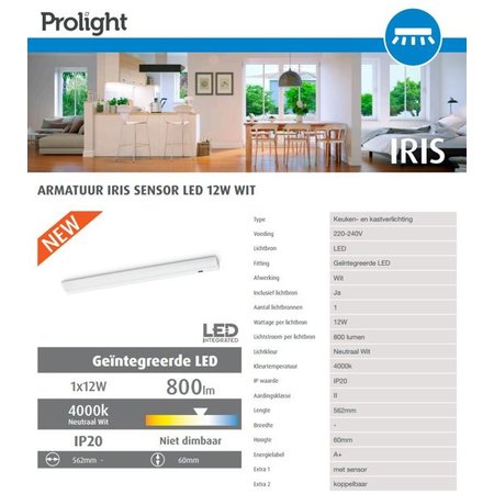 Prolight Iris LED Cabinet Light 12W 800Lm + Sensor