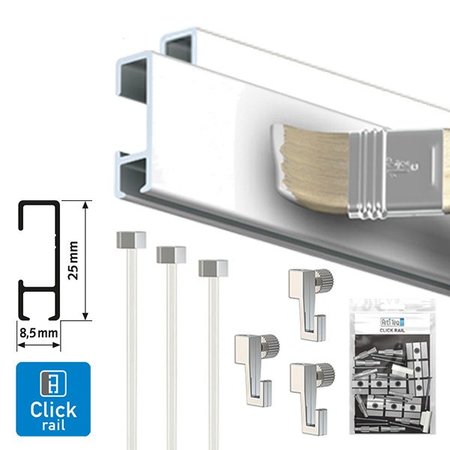 Artiteq Ophangsysteem All-In-One Clickrail 4m Wit Primer