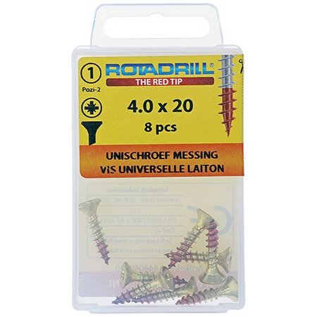 Rotadrill Universeelschroef PZ2 4x20mm Messing (8 St.)