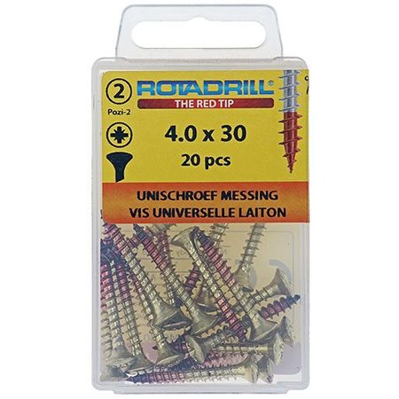 Rotadrill Universeelschroef PZ2 4x30mm Messing (20 St.)