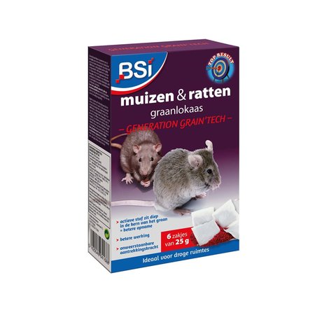 BSI Generation Grain'Tech Graanlokaas Muizen & Ratten 6x25g