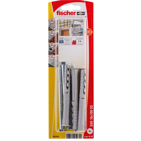 Fischer 4x Kozijnplug + Schroef SXR10x100SK - 503784