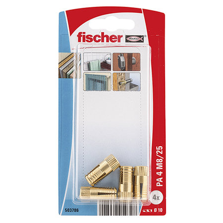 Fischer 4x Messing plug PA4M8/25 - 503786