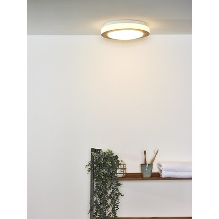Lucide Plafondlamp Dimy Badkamer LED 12W Licht Hout