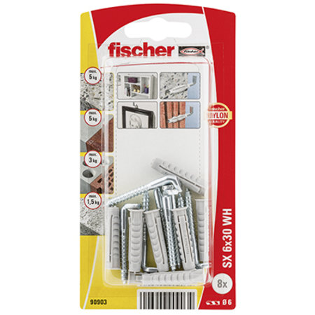 Fischer 8x Plug + Haakschroef SX 6x30 - 90903