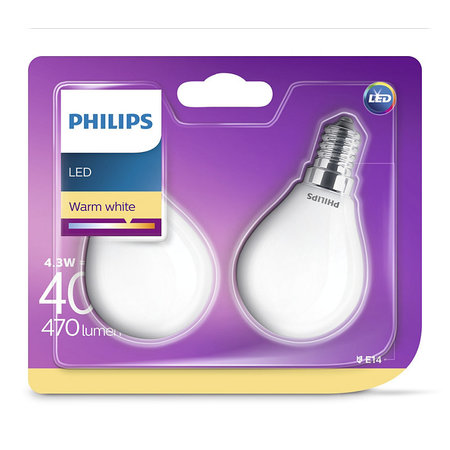 Philips Kogellamp LED E14 4,3W (2 St.)