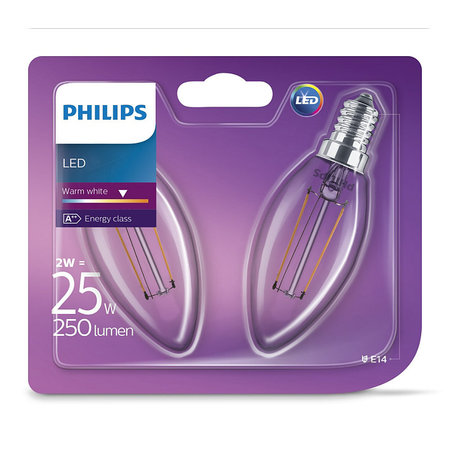 Philips Kaarslamp LED E14 2W (2 St.)