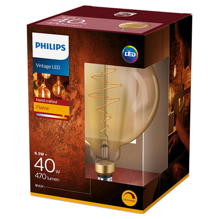 Philips LED Bollamp Vintage E27 6,5W Dimbaar