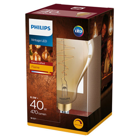 Philips LED Peerlamp Vintage E27 6,5W Dimbaar