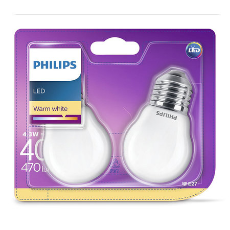 Philips LED Kogellamp E27 4,3W (2 St.)