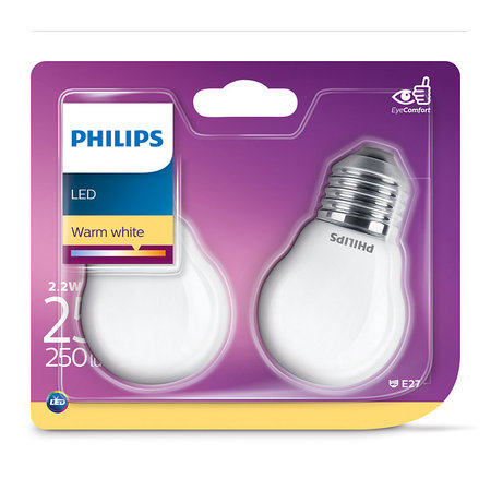 Philips LED Kogellamp E27 2,2W (2 St.)
